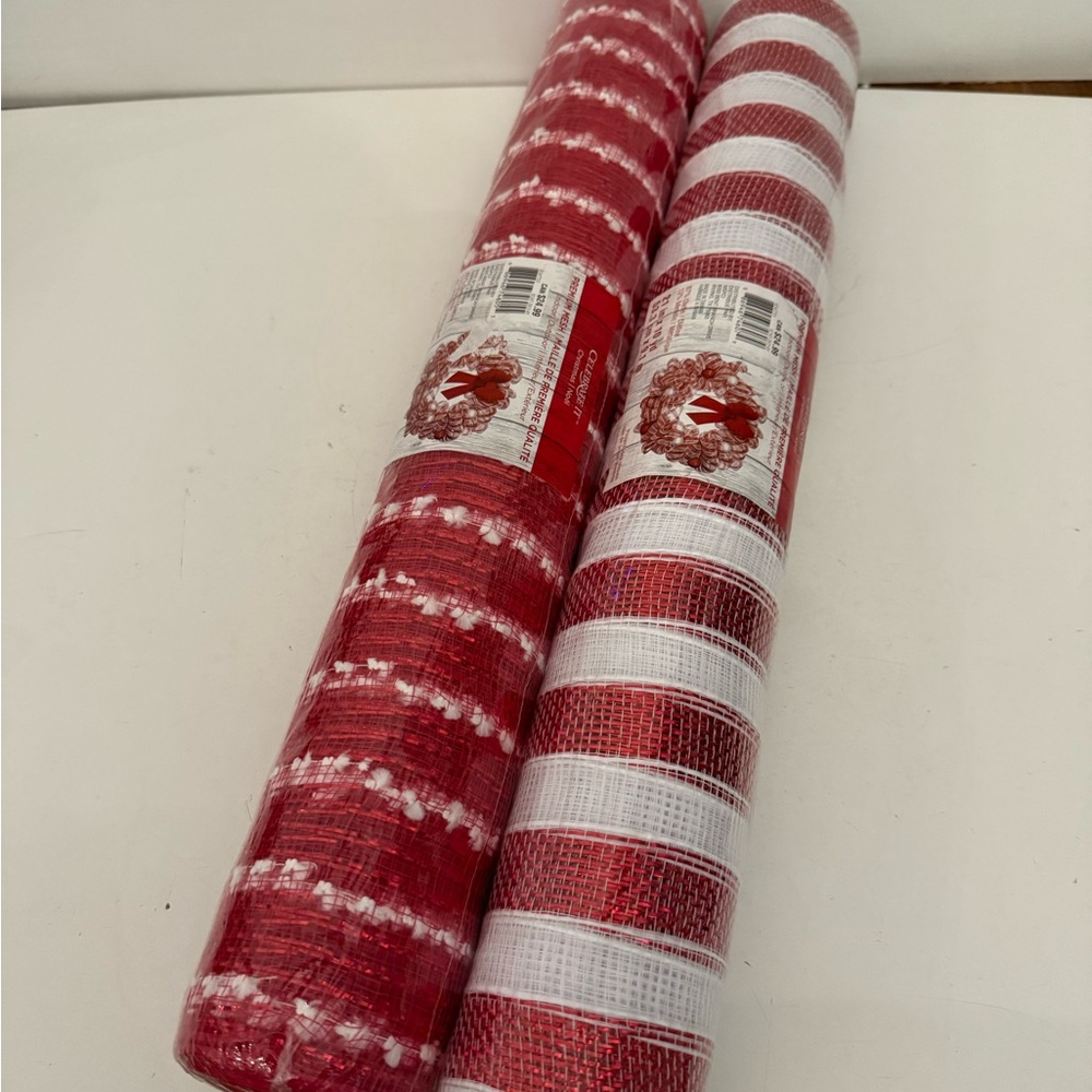2 brand new rolls of premium mesh Christmas ribbon for making wreaths